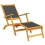 Silla de jardín con reposapiés y mesa madera acacia y textilene de , Tumbonas - Ref: Foro24-3120442, Precio: 124,59 €, Descue...