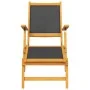 Silla de jardín con reposapiés y mesa madera acacia y textilene de , Tumbonas - Ref: Foro24-3120442, Precio: 124,59 €, Descue...