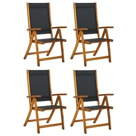 Folding garden chairs 4 pcs solid acacia wood textilene by , Garden chairs - Ref: Foro24-3120454, Price: 312,98 €, Discount: %