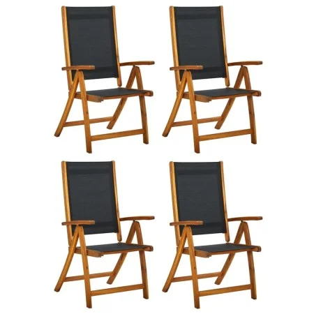 Folding garden chairs 4 pcs solid acacia wood textilene by , Garden chairs - Ref: Foro24-3120454, Price: 332,80 €, Discount: %