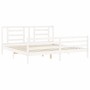 Doppelbettgestell mit weißem Massivholz-Kopfteil von vidaXL, Betten und Lattenroste - Ref: Foro24-3194717, Preis: 155,30 €, R...