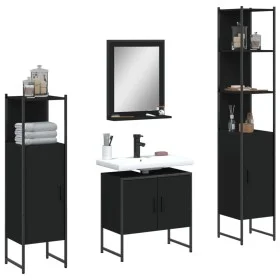 Juego de muebles de baño 4 piezas madera de ingeniería negro de , Muebles de baño - Ref: Foro24-3214354, Precio: 217,50 €, De...