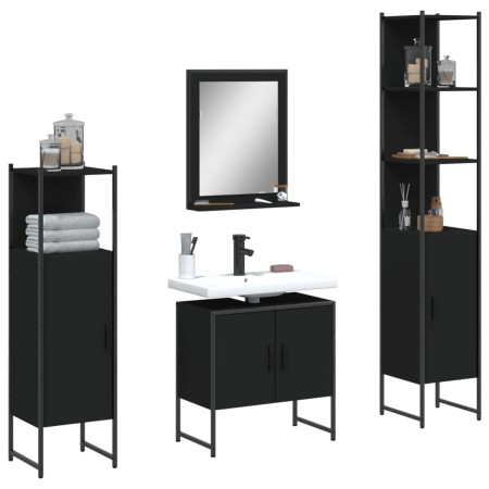 4-teiliges Badezimmermöbelset aus schwarzem Holzwerkstoff von , Badezimmermöbel - Ref: Foro24-3214354, Preis: 217,33 €, Rabat...