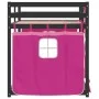 Litera con cortinas madera maciza de pino rosa 90x200 cm de , Camas y somieres - Ref: Foro24-3283936, Precio: 290,06 €, Descu...