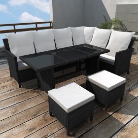 Gartenmöbel-Set 4-teilig mit schwarzen Polstern aus synthetischem Rattan von , Gartensets - Ref: Foro24-43106, Preis: 587,64 ...