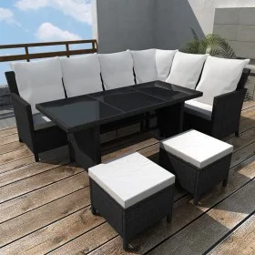 Set de muebles de jardín 4 pzas y cojines ratán sintético negro by , Garden sets - Ref: Foro24-43106, Price: 591,98 €, Discou...