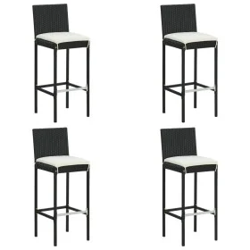 Taburetes altos de jardín cojines 4 uds ratán sintético negro by , Garden chairs - Ref: Foro24-316670, Price: 319,85 €, Disco...