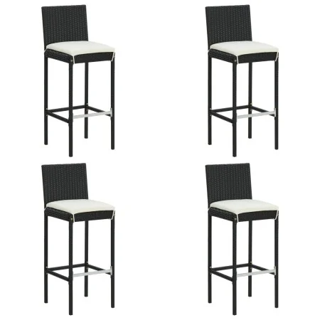 Hohe Gartenhocker mit 4 Stück schwarzen Kunststoff-Rattan-Kissen von , Gartenstühle - Ref: Foro24-316670, Preis: 319,85 €, Ra...