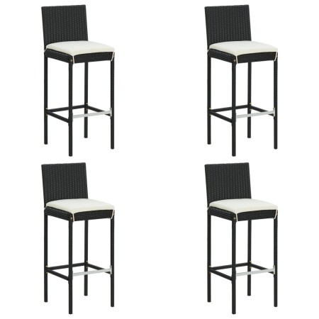 Taburetes altos de jardín cojines 4 uds ratán sintético negro by , Garden chairs - Ref: Foro24-316670, Price: 326,82 €, Disco...