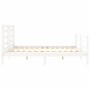 Double bed frame with white solid wood headboard by vidaXL, Beds and slatted bases - Ref: Foro24-3194717, Price: 155,30 €, Di...