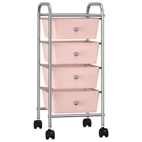 Carrito de almacenaje portátil 4 cajones plástico rosa