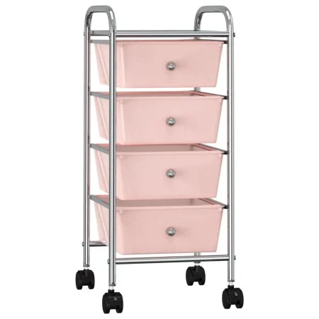 Carrito de almacenaje portátil 4 cajones plástico rosa de vidaXL, Carretillas de carga - Ref: Foro24-320400, Precio: 52,50 €,...