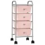 Carrito de almacenaje portátil 4 cajones plástico rosa de vidaXL, Carretillas de carga - Ref: Foro24-320400, Precio: 52,50 €,...
