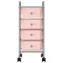 Carrito de almacenaje portátil 4 cajones plástico rosa
