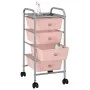 Carrito de almacenaje portátil 4 cajones plástico rosa de vidaXL, Carretillas de carga - Ref: Foro24-320400, Precio: 52,50 €,...