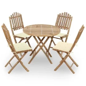 5-piece folding outdoor dining set with bamboo cushions by , Garden sets - Ref: Foro24-3063962, Price: 265,12 €, Discount: %