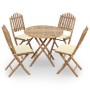 5-piece folding outdoor dining set with bamboo cushions by , Garden sets - Ref: Foro24-3063962, Price: 270,91 €, Discount: %