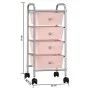 Carrito de almacenaje portátil 4 cajones plástico rosa de vidaXL, Carretillas de carga - Ref: Foro24-320400, Precio: 52,50 €,...