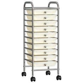 Carrito de almacenaje portátil 10 cajones plástico blanco de vidaXL, Carretillas de carga - Ref: Foro24-320403, Precio: 62,28...
