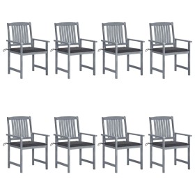 Garden chairs with cushions 8 pcs solid gray acacia wood by , Garden chairs - Ref: Foro24-3078222, Price: 561,48 €, Discount: %