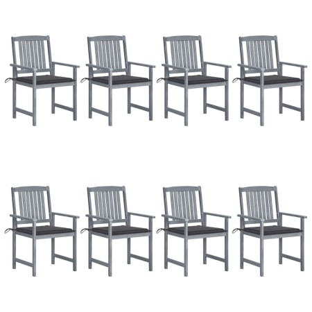 Garden chairs with cushions 8 pcs solid gray acacia wood by , Garden chairs - Ref: Foro24-3078222, Price: 561,48 €, Discount: %