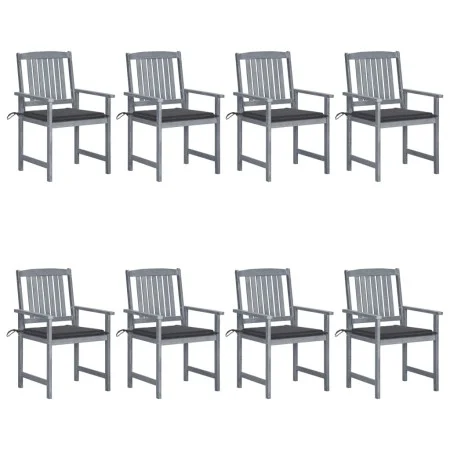 Garden chairs with cushions 8 pcs solid gray acacia wood by , Garden chairs - Ref: Foro24-3078222, Price: 555,96 €, Discount: %