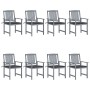 Garden chairs with cushions 8 pcs solid gray acacia wood by , Garden chairs - Ref: Foro24-3078222, Price: 561,48 €, Discount: %