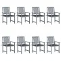 Garden chairs with cushions 8 pcs solid gray acacia wood by , Garden chairs - Ref: Foro24-3078222, Price: 555,96 €, Discount: %
