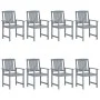 Garden chairs with cushions 8 pcs solid gray acacia wood by , Garden chairs - Ref: Foro24-3078222, Price: 555,96 €, Discount: %