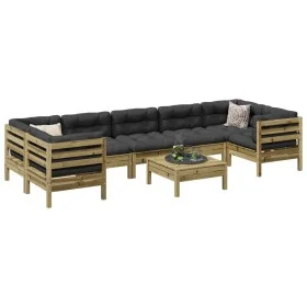 8-piece garden sofa set with impregnated pine wood cushions by , Garden sets - Ref: Foro24-3299341, Price: 664,79 €, Discount: %