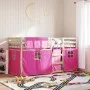 Bunk bed with curtains solid pink pine wood 80x200 cm by , Beds and slatted bases - Ref: Foro24-3283900, Price: 147,69 €, Dis...