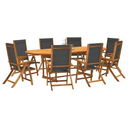 Garden dining set 9 pieces solid acacia wood and textilene by , Garden sets - Ref: Foro24-3279263, Price: 1,00 €, Discount: %