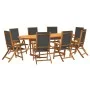 Garden dining set 9 pieces solid acacia wood and textilene by , Garden sets - Ref: Foro24-3279263, Price: 1,00 €, Discount: %