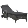 Gray synthetic rattan lounger with wheels by , Loungers - Ref: Foro24-48197, Price: 187,20 €, Discount: %