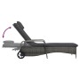 Gray synthetic rattan lounger with wheels by , Loungers - Ref: Foro24-48197, Price: 189,17 €, Discount: %