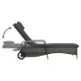 Gray synthetic rattan lounger with wheels by , Loungers - Ref: Foro24-48197, Price: 187,20 €, Discount: %