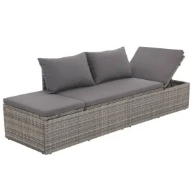 Gartenliege mit grauen synthetischen Rattankissen und Kissen von , Liegen - Ref: Foro24-317110, Preis: 228,85 €, Rabatt: %