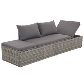 Tumbona de jardín con cojines y almohadas ratán sintético gris de , Tumbonas - Ref: Foro24-317110, Precio: 239,42 €, Descuent...