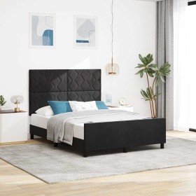Estructura de cama con cabecera Negro 140 x 190 cm Terciopelo Estructura de cama con cabecera Negro 140 x 190 cm Terciopelo