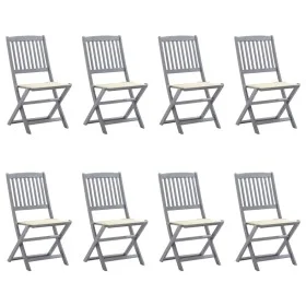 8 pcs folding garden chairs and solid acacia wood cushions by , Garden chairs - Ref: Foro24-3078292, Price: 401,82 €, Discoun...