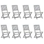 8 Stück klappbare Gartenstühle und Kissen aus massivem Akazienholz von , Gartenstühle - Ref: Foro24-3078292, Preis: 402,70 €,...