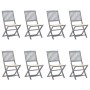 8 Stück klappbare Gartenstühle und Kissen aus massivem Akazienholz von , Gartenstühle - Ref: Foro24-3078292, Preis: 410,38 €,...