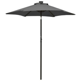 Anthracite aluminum parasol with LED lights 200x211 cm by , Umbrellas - Ref: Foro24-313559, Price: 96,96 €, Discount: %