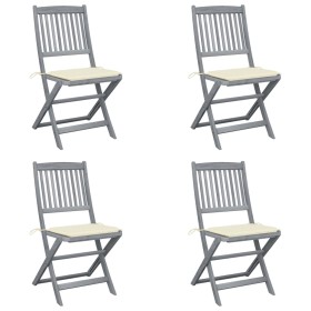 Folding garden chairs 4 pcs with solid acacia wood cushions by , Garden chairs - Ref: Foro24-3064565, Price: 208,48 €, Discou...