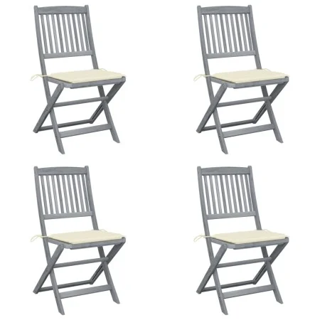 Sillas de jardín plegables 4 uds cojines madera maciza acacia de , Sillas de jardín - Ref: Foro24-3064565, Precio: 204,57 €, ...