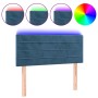 Cabecero con LED de terciopelo azul oscuro 90x5x78/88 cm