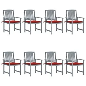 Garden chairs with cushions 8 pcs solid acacia wood in gray by , Garden chairs - Ref: Foro24-3078228, Price: 559,12 €, Discou...