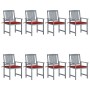 Garden chairs with cushions 8 pcs solid acacia wood in gray by , Garden chairs - Ref: Foro24-3078228, Price: 564,76 €, Discou...