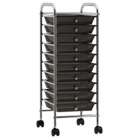 Carrito de almacenaje portátil 10 cajones plástico negro de vidaXL, Carretillas de carga - Ref: Foro24-320402, Precio: 64,02 ...