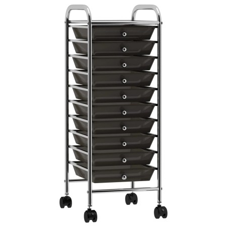 Carrito de almacenaje portátil 10 cajones plástico negro de vidaXL, Carretillas de carga - Ref: Foro24-320402, Precio: 64,02 ...